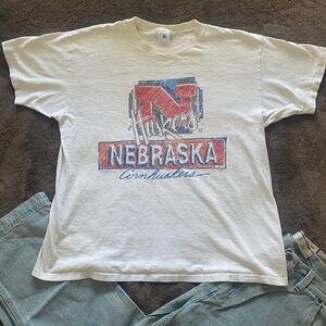 Nebraska Cornhuskers Football Vintage White T-Shirt XL